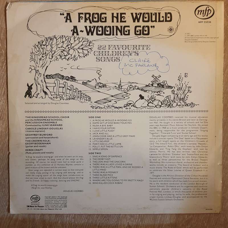 A Frog He Would a Wooing Go - 22 Favourite Childrens Songs - Vinyl LP Record - Very-Good Quality ...