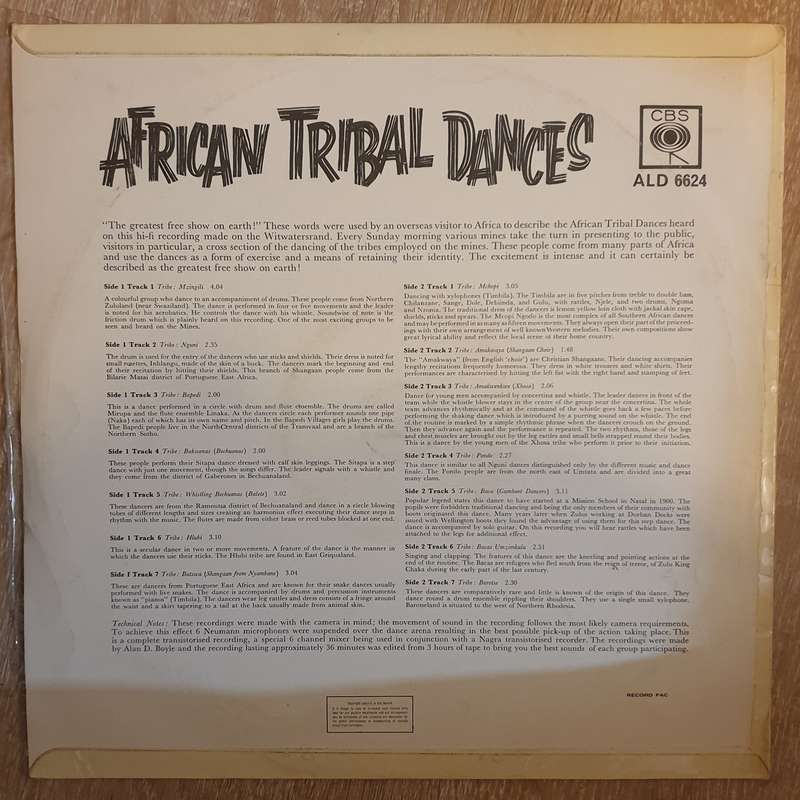 African Tribal Dances - 14 African Tribes  - Over 100 African Instruments - Vinyl LP Record - Ope...