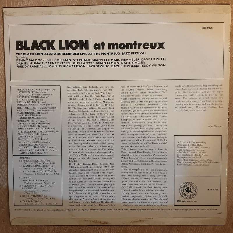 Black Lion At Montreux - Black Lion All Stars - Vinyl LP Record - Very-Good+ Quality (VG+)