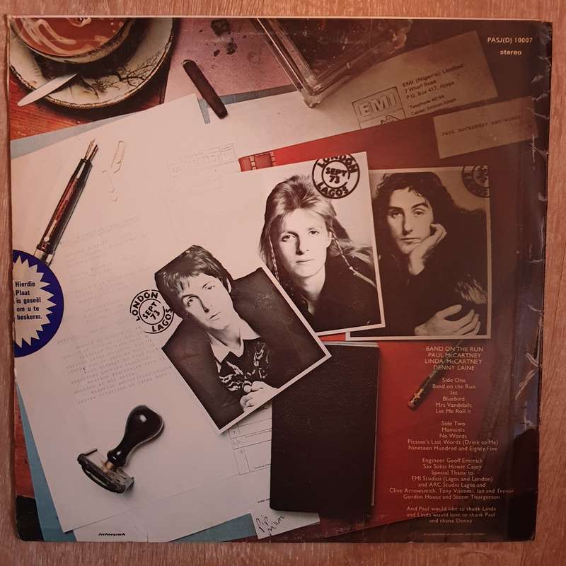 Paul McCartney & Wings - Band On The Run   Vinyl LP Record - Good+ Quality (G+)