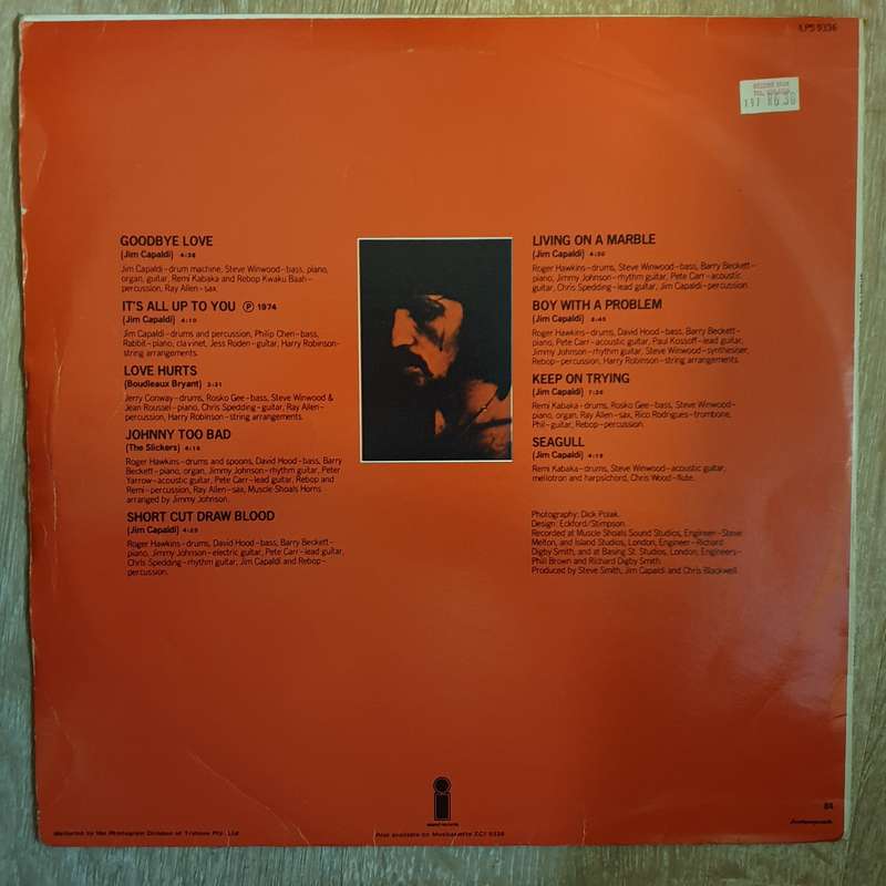 Jim Capaldi  Short Cut Draw Blood - Vinyl LP - Opened  - Very-Good+ Quality (VG+)
