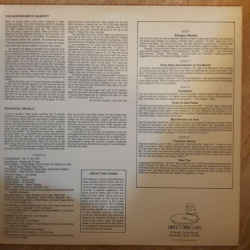 The New Brubeck Quartet - A Cut Above! - Vinyl LP - Opened  - Very-Good+ Quality (VG+)