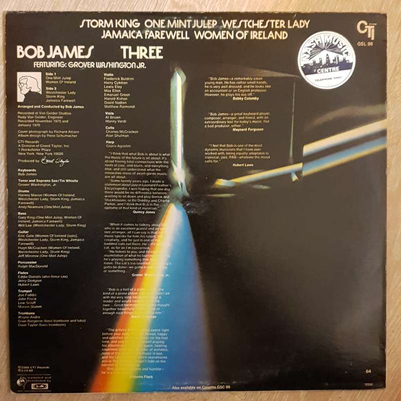 Bob James 3 - Featuring Grover Washington Jr - Vinyl LP - Opened  - Very-Good+ Quality (VG+)