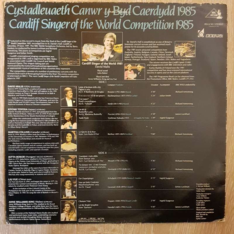Cardiff Singer of the World Competition 1985 -  Vinyl LP Record - Very-Good+ Quality (VG+)