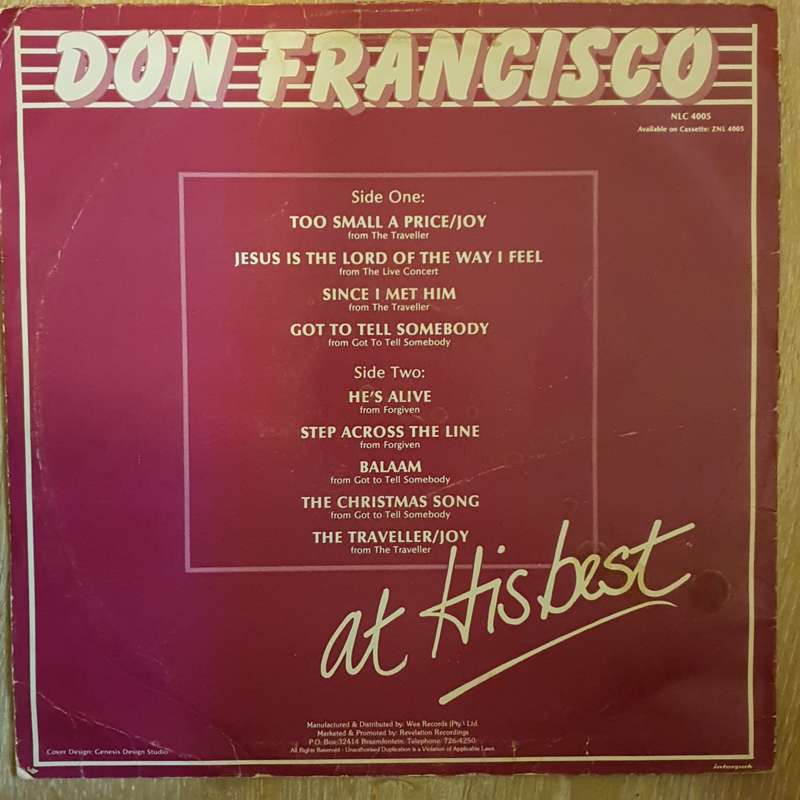 Don Francisco - At His Best   Vinyl LP Record - Opened  - Good+ Quality (G+)