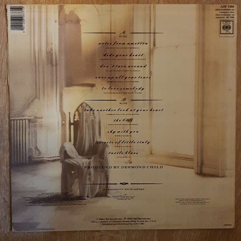 Bonnie Tyler  Hide Your Heart -  Vinyl LP Record - Very-Good+ Quality (VG+)