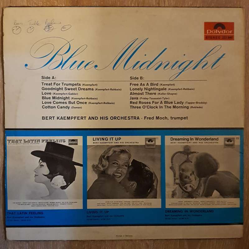 Bert Kaempfert & His Orchestra - Blue Midnight - Vinyl LP Record - Very-Good+ Quality (VG+)