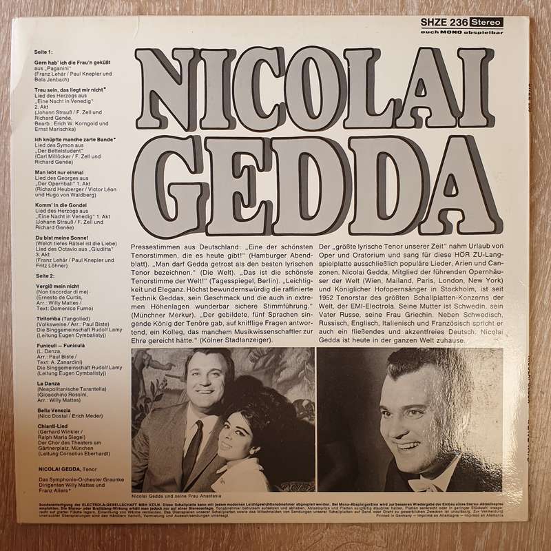Nicolai Gedda - Vinyl LP Record - Very-Good+ Quality (VG+)