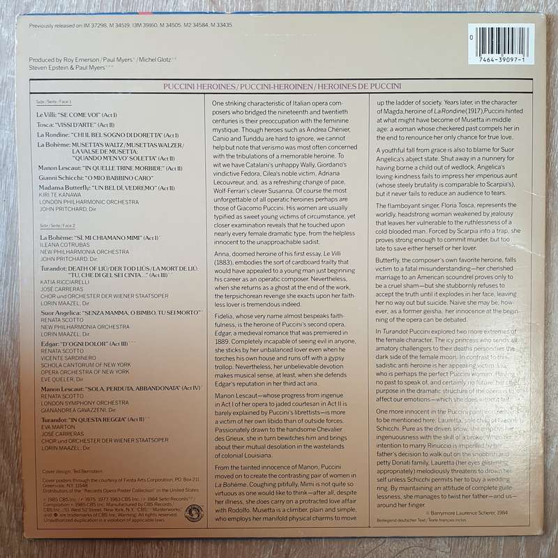 Puccini Heroines - Vinyl LP Record - Very-Good+ Quality (VG+)