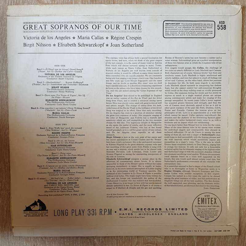 Great Sopranos Of Our Time  - Maria Callas, Victoria De Los Angeles, Birgit Nilsson, Régine Cres...