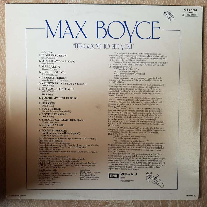 Max Boyce - It's Good To See You - Vinyl LP Record - Very-Good+ Quality (VG+)