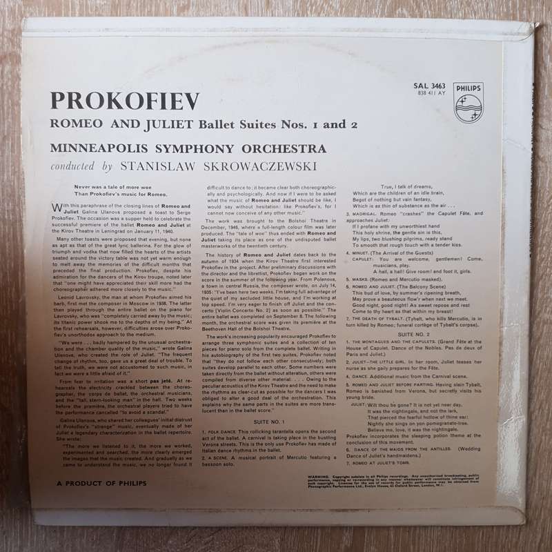 Prokofiev*, Stanislaw Skrowaczewski & Minneapolis Symphony  Romeo And Juliet, Ballet - Suit...