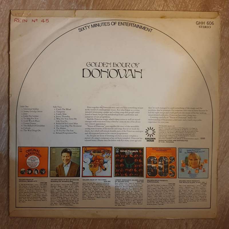 Donovan - Golden Hour Of Donovan - Vinyl LP Record - Opened  - Good Quality (G)