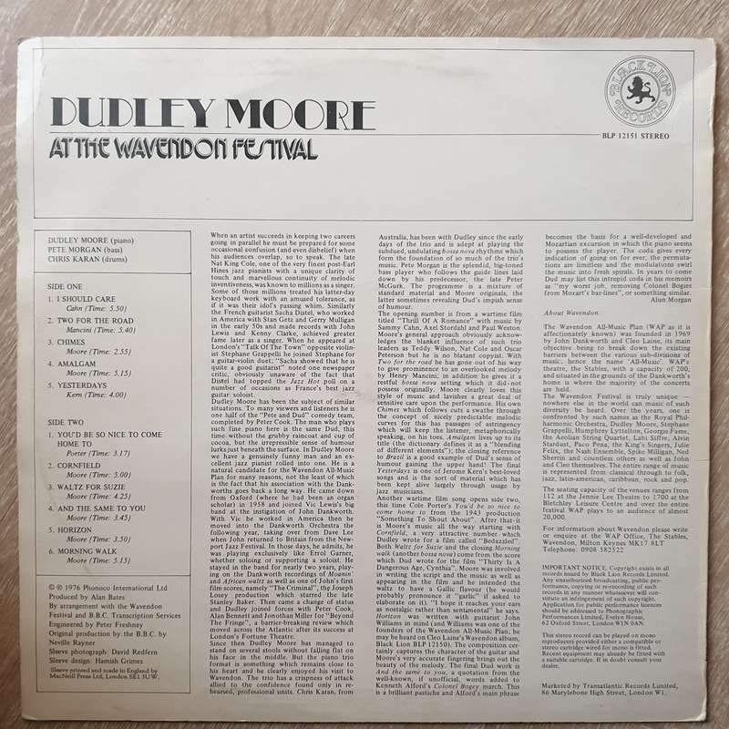 Dudley Moore  At The Wavendon Festival  - Vinyl LP Record - Very-Good+ Quality (VG+)