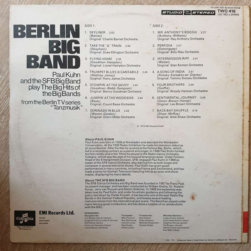 Paul Kuhn And The SFB Big Band  Berlin Big Band -  Vinyl Record - Opened  - Very-Good- Qual...