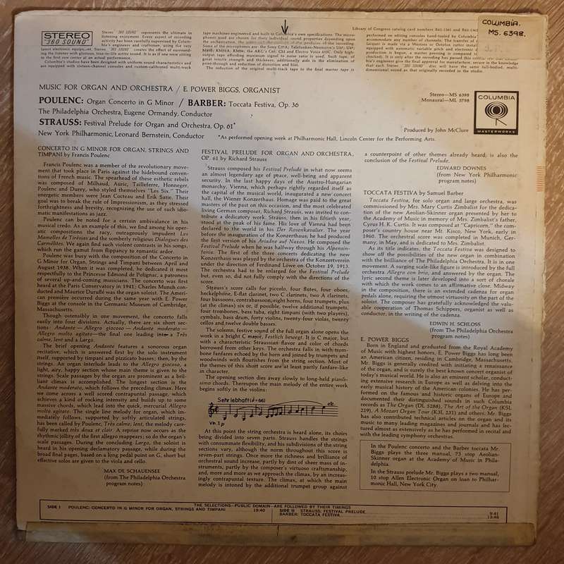 Music For Organ And Orchestra - New York Philharmonic, Leonard Bernstein, The Philadelphia Orches...