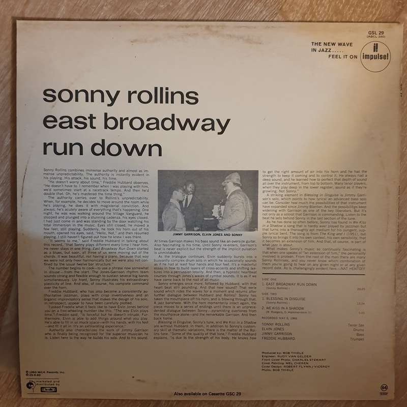 Sonny Rollins  East Broadway Run Down -  Vinyl LP Record - Very-Good+ Quality (VG+)