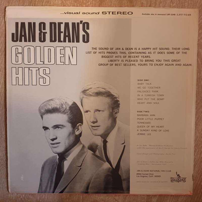Jan & Dean  Jan & Dean's Golden Hits (US Pressing) -  Vinyl LP Record - Very-Good+ Quality ...