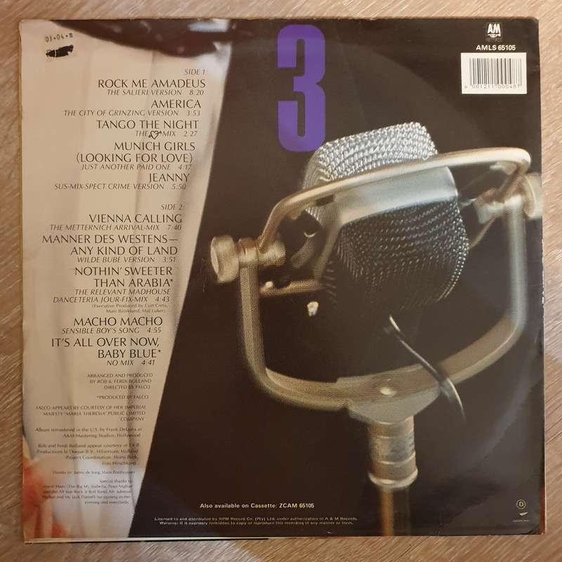 Falco  3 - Rock Me Amadeus   Vinyl LP Record - Very-Good+ Quality (VG+)