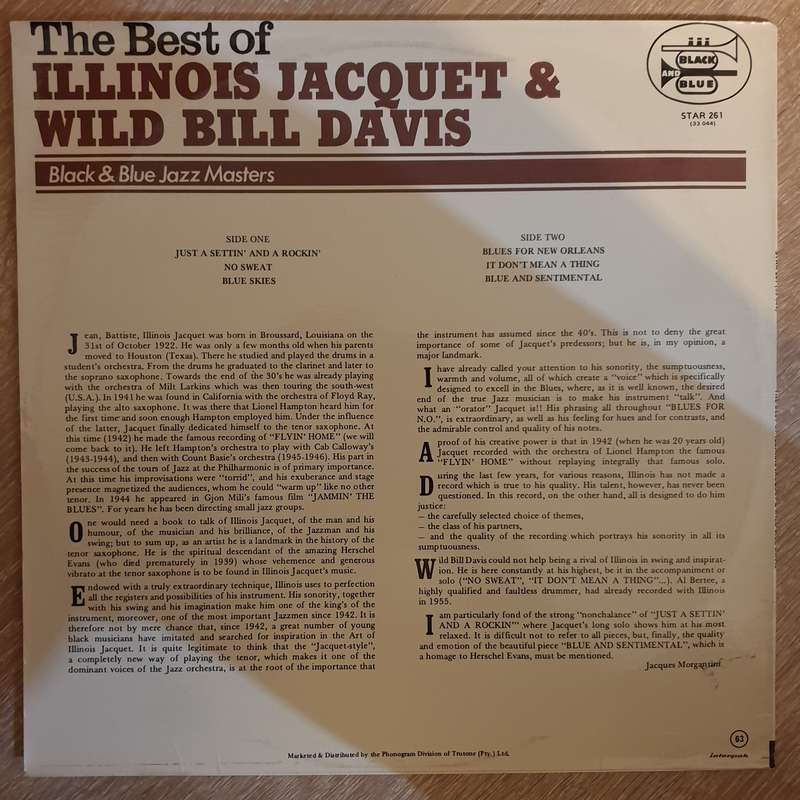 Illinois Jacquet  Best of Illinois Jacquet With Wild Bill Davis   Vinyl LP Record - Very...