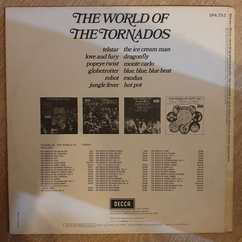 The Tornados  The World Of The Tornados    Vinyl LP Record - Very-Good+ Quality (VG+)