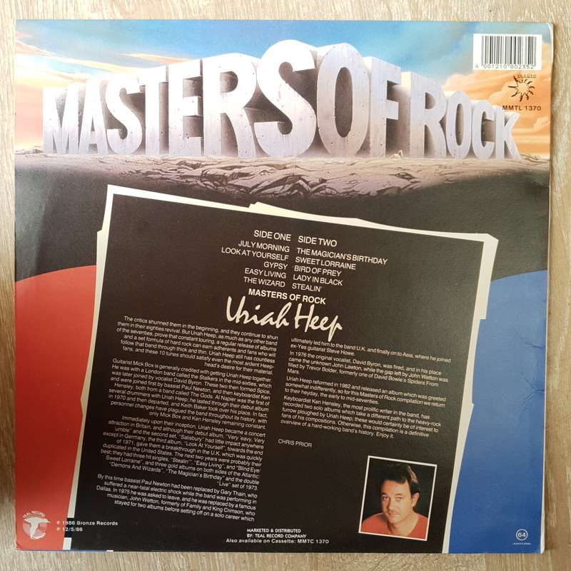 Uriah Heep - Masters Of Rock Series - Vinyl LP Record - Opened  - Very-Good- Quality (VG-)