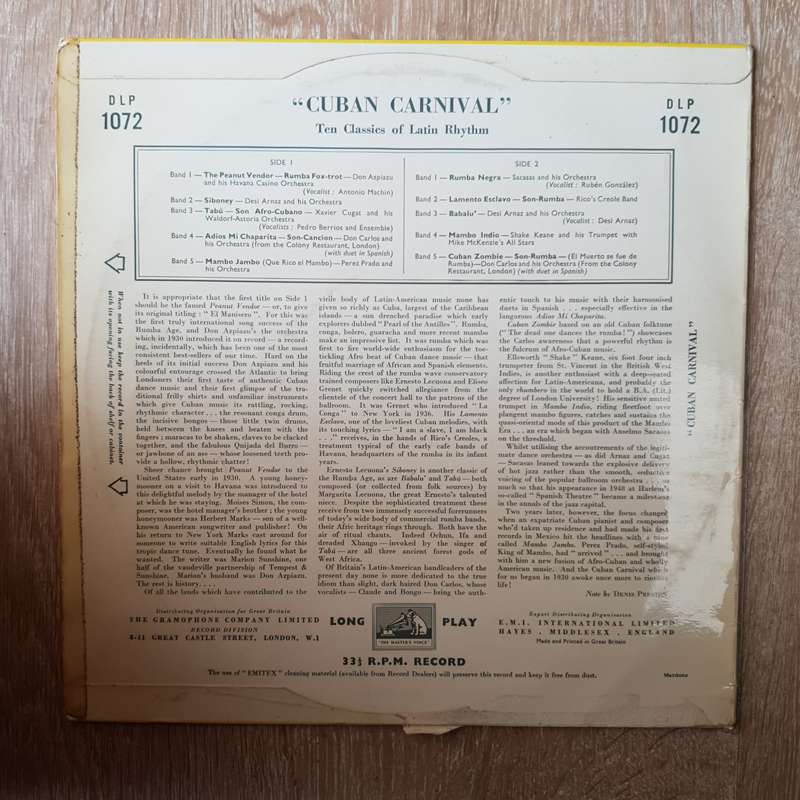 Cuban Carnival, Ten Classics Of Latin Rhythm - Don Carlos, Shake Keane & Desi Arnaz -  Vinyl LP R...