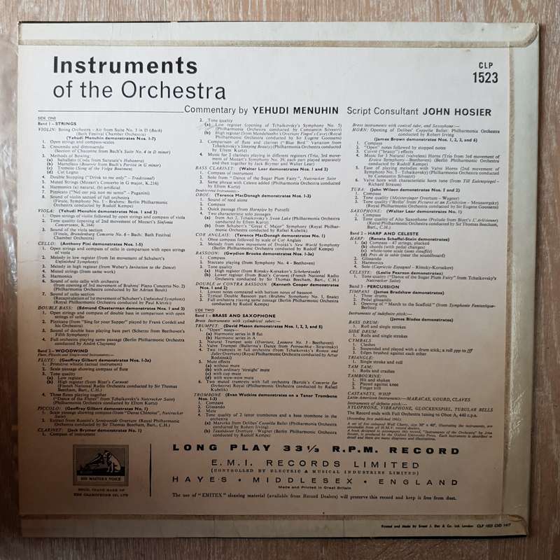 Yehudi Menuhin  Instruments Of The Orchestra   Vinyl LP Record - Very-Good+ Quality (VG+)