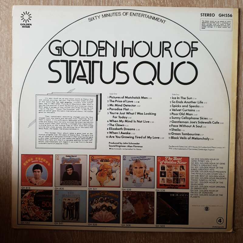 Status Quo  Golden Hour Of Status Quo - Vinyl LP Record - Opened  - Very-Good Quality (VG)