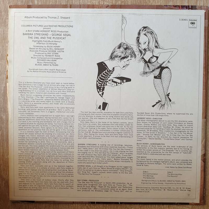 The Owl And The Pussycat (Original Soundtrack) Blood, Sweat & Tears -  Barbra Streisand - Vinyl L...