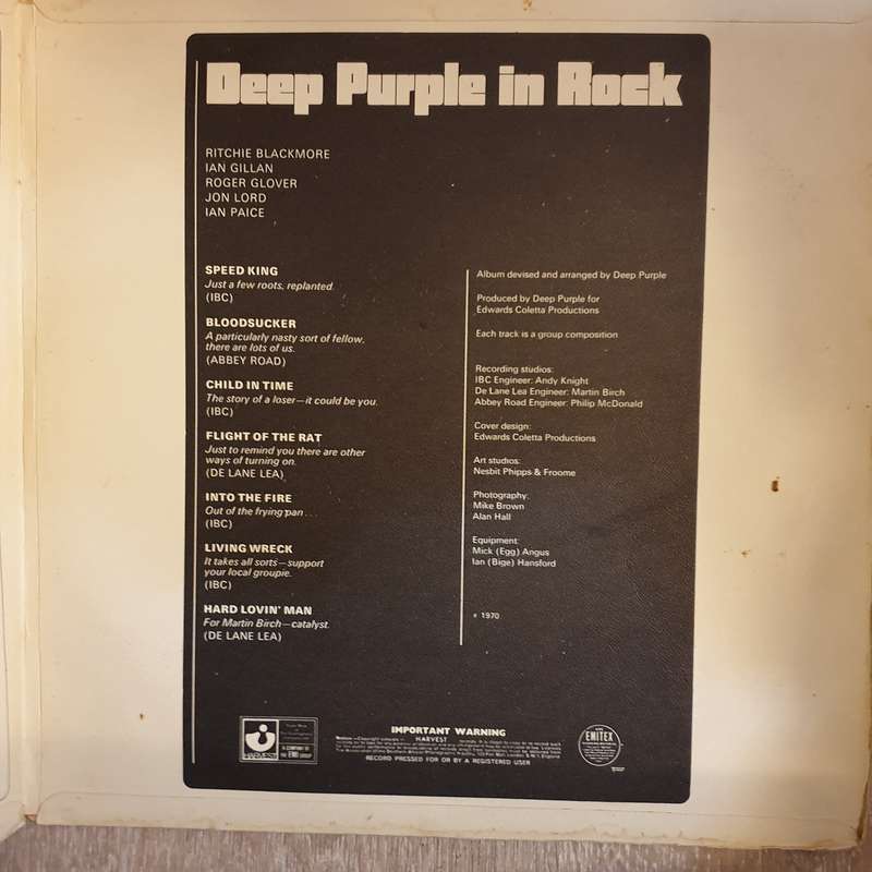 Deep Purple  In Rock - Vinyl LP Record - Opened  - Very-Good Quality (VG)