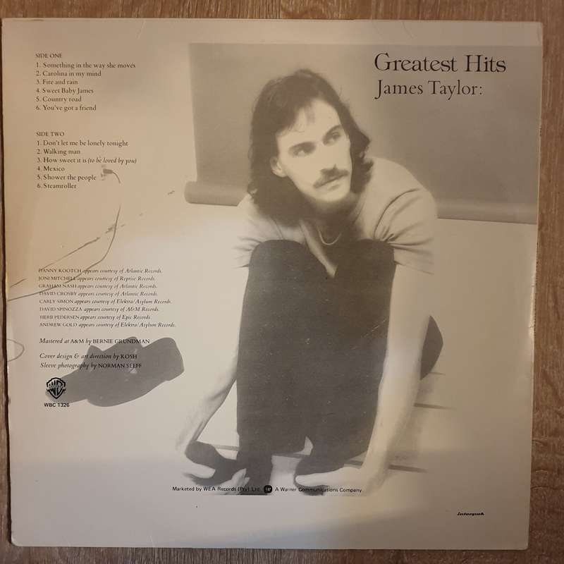 James Taylor  James Taylor's Greatest Hits - Vinyl LP Record - Very-Good+ Quality (VG+)