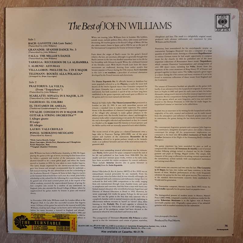 John Williams - The Best Of John Williams - Vinyl LP Record - Very-Good+ Quality (VG+)