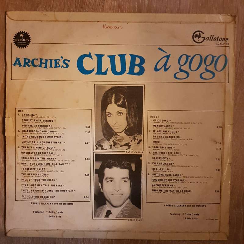 Archie's Club A Go Go - Archie Silansky, Cathy Carole, Eddie Ellis  Vinyl LP Record - Very-...