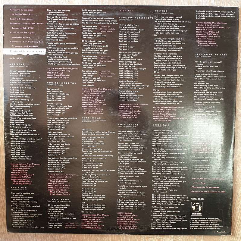 Linda Ronstadt - Mad Love - Vinyl LP Record - Very-Good+ Quality (VG+)