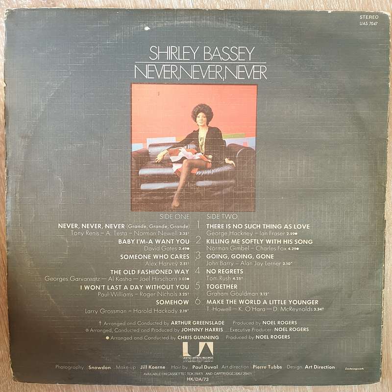 Shirley Bassey - Never, Never, Never  Vinyl LP Record - Good+ Quality (G+)