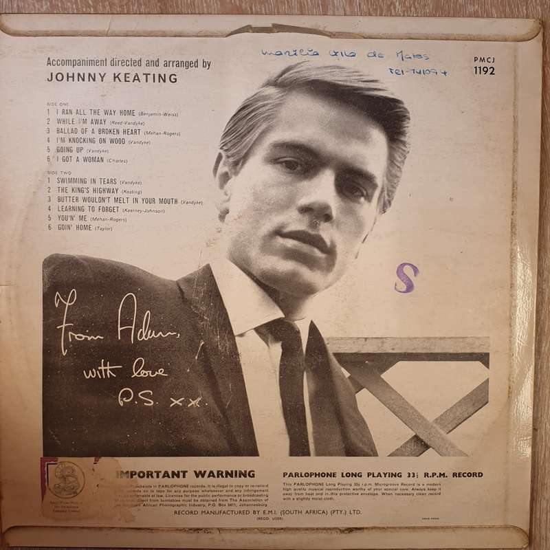Adam Faith  From Adam With Love -  Vinyl LP Record - Very-Good+ Quality (VG+)