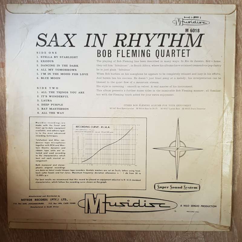 Bob Fleming Quartet - Sax In Rythm - Vinyl LP Record - Opened  - Very-Good Quality (VG)