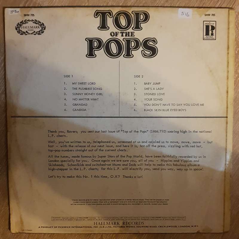 Top Of The Pops (725) -  Vinyl LP Record - Very-Good+ Quality (VG+)