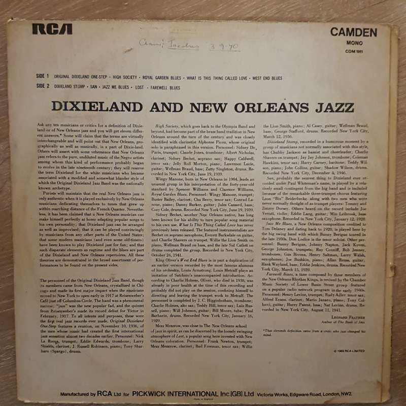 Original Dixieland Jazz Band  Dixieland & New Orleans Jazz  Vinyl LP Record - Opened ...