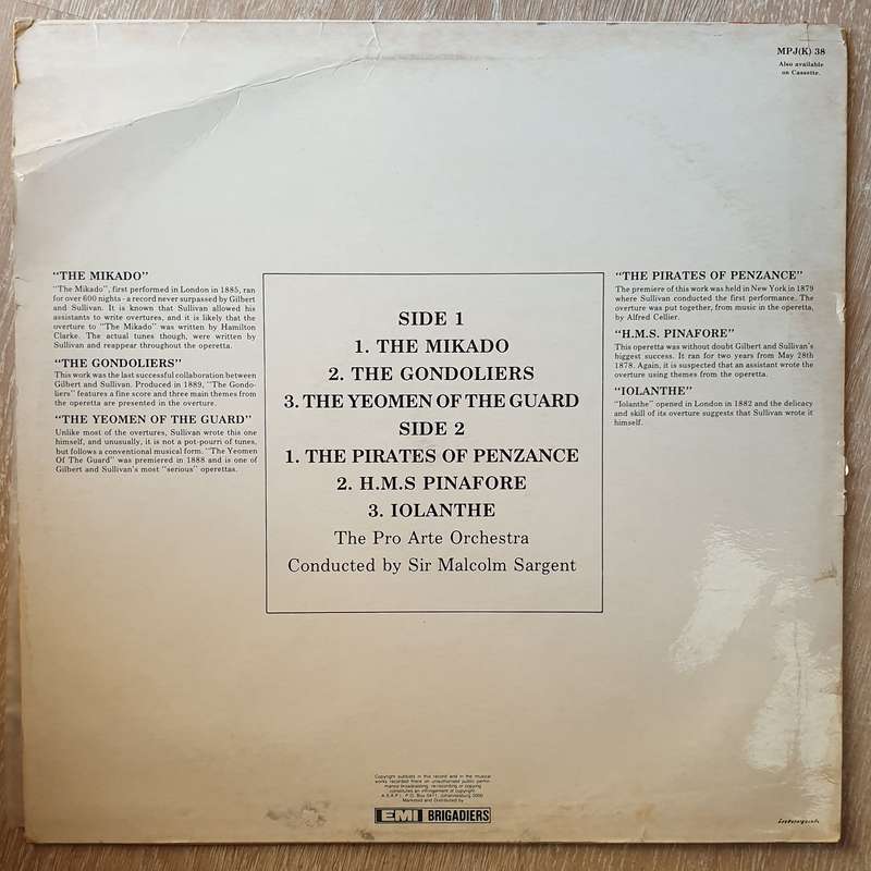 Gilbert & Sullivan  Overtures - Vinyl LP Record - Very-Good+ Quality (VG+)