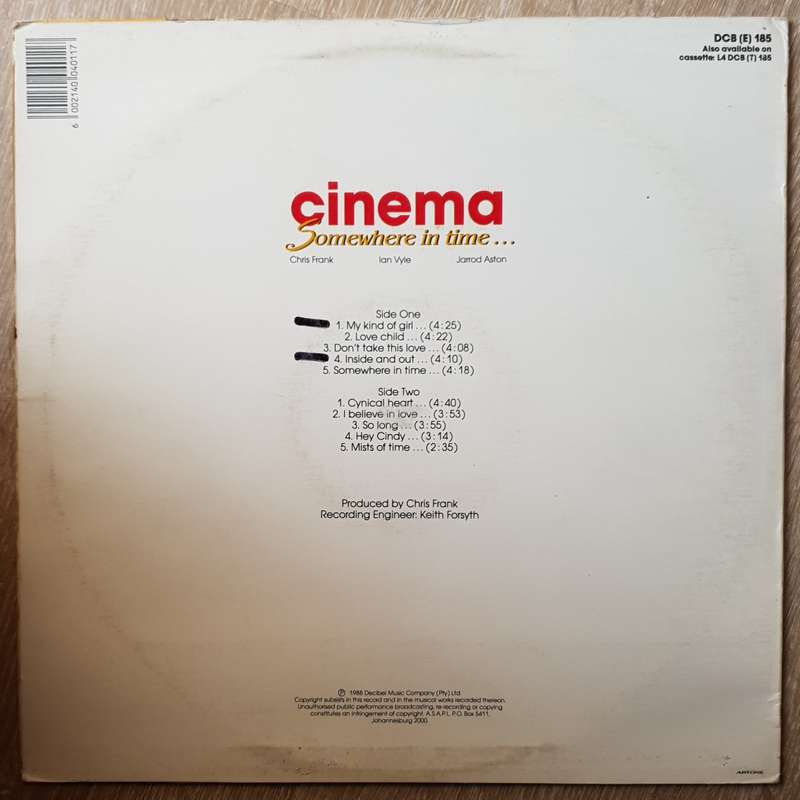 Cinema   Somewhere In Time - Vinyl LP Record - Very-Good Quality (VG)