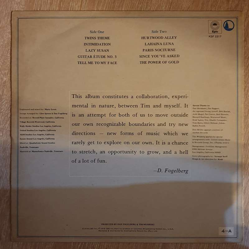 Dan Fogelberg and Tim Weisberg - Twin Sons Of Different Mothers -  Vinyl LP Record - Very-Good+ Q...