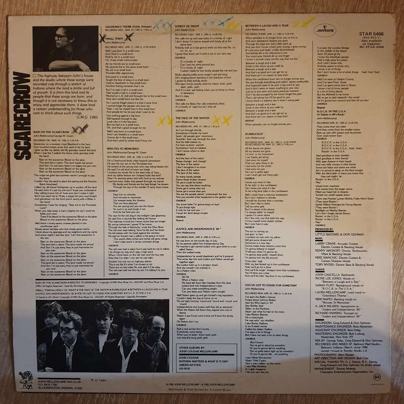 John Cougar Mellencamp  Scarecrow - Vinyl LP Record - Opened  - Very-Good Quality (VG)
