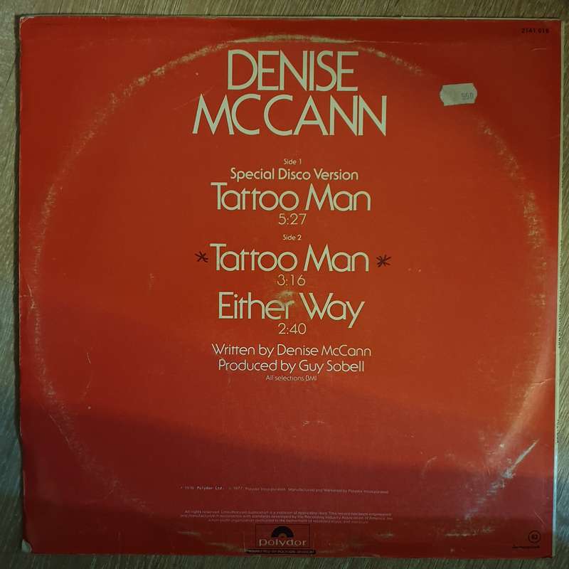 Denise McCann  Tattoo Man -  Vinyl  Record - Very-Good+ Quality (VG+)