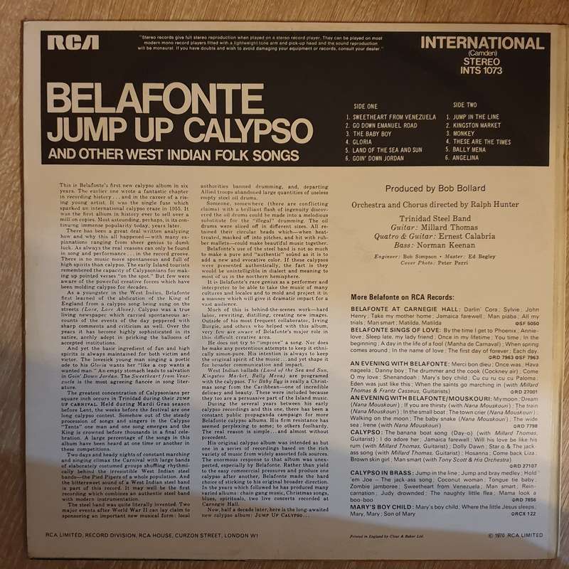 Harry Belafonte - Jump Up Calypso -  Vinyl  Record - Very-Good+ Quality (VG+)
