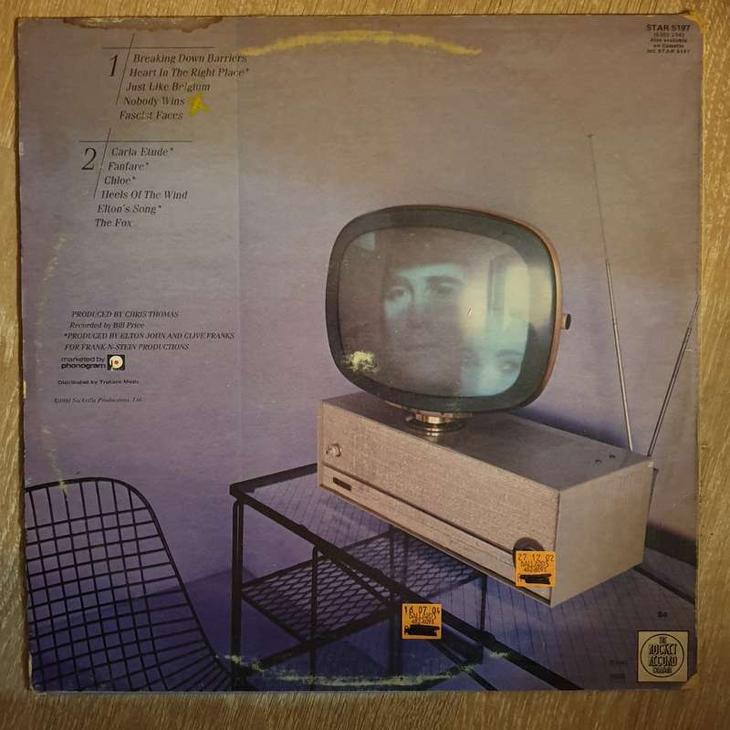 Elton John  The Fox -  Vinyl  Record - Very-Good+ Quality (VG+)