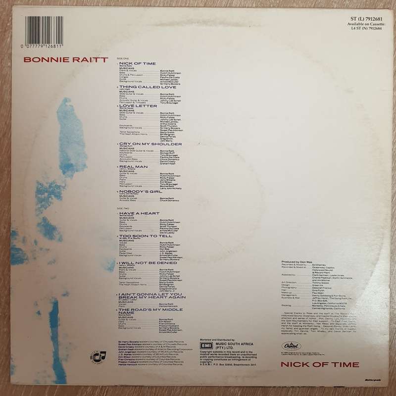 Bonnie Raitt  Nick Of Time - Vinyl  Record - Very-Good+ Quality (VG+)