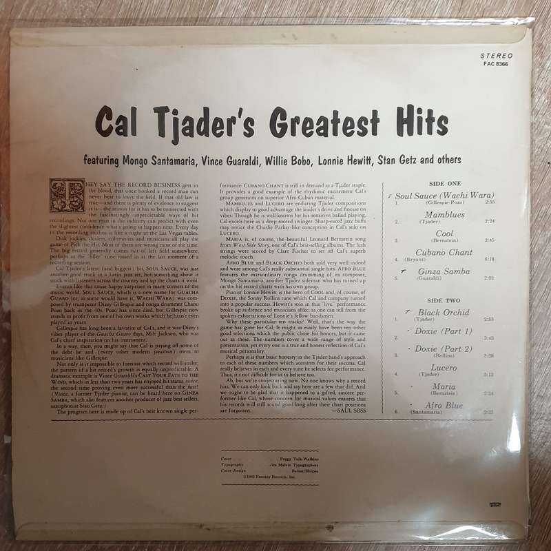Cal Tjader  Cal Tjader's Greatest Hits - Vinyl  Record - Very-Good+ Quality (VG+)
