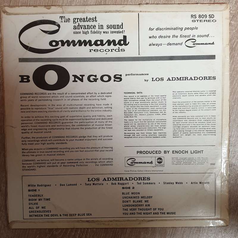 Los Admiradores  Bongos   - Vinyl LP Record - Very-Good Quality (VG)